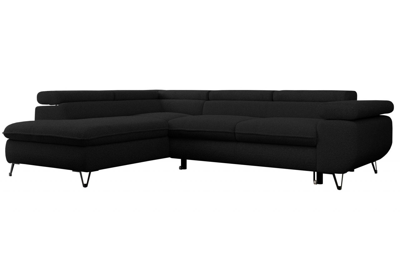 Narożnik PEDRO L - strona lewa - czarny, boucle