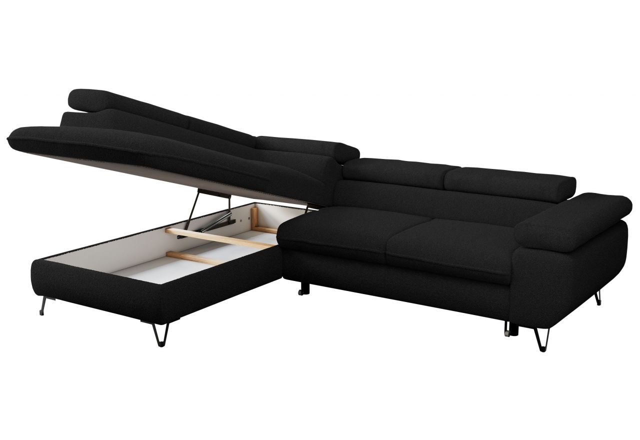 Narożnik PEDRO L - strona lewa - czarny, boucle