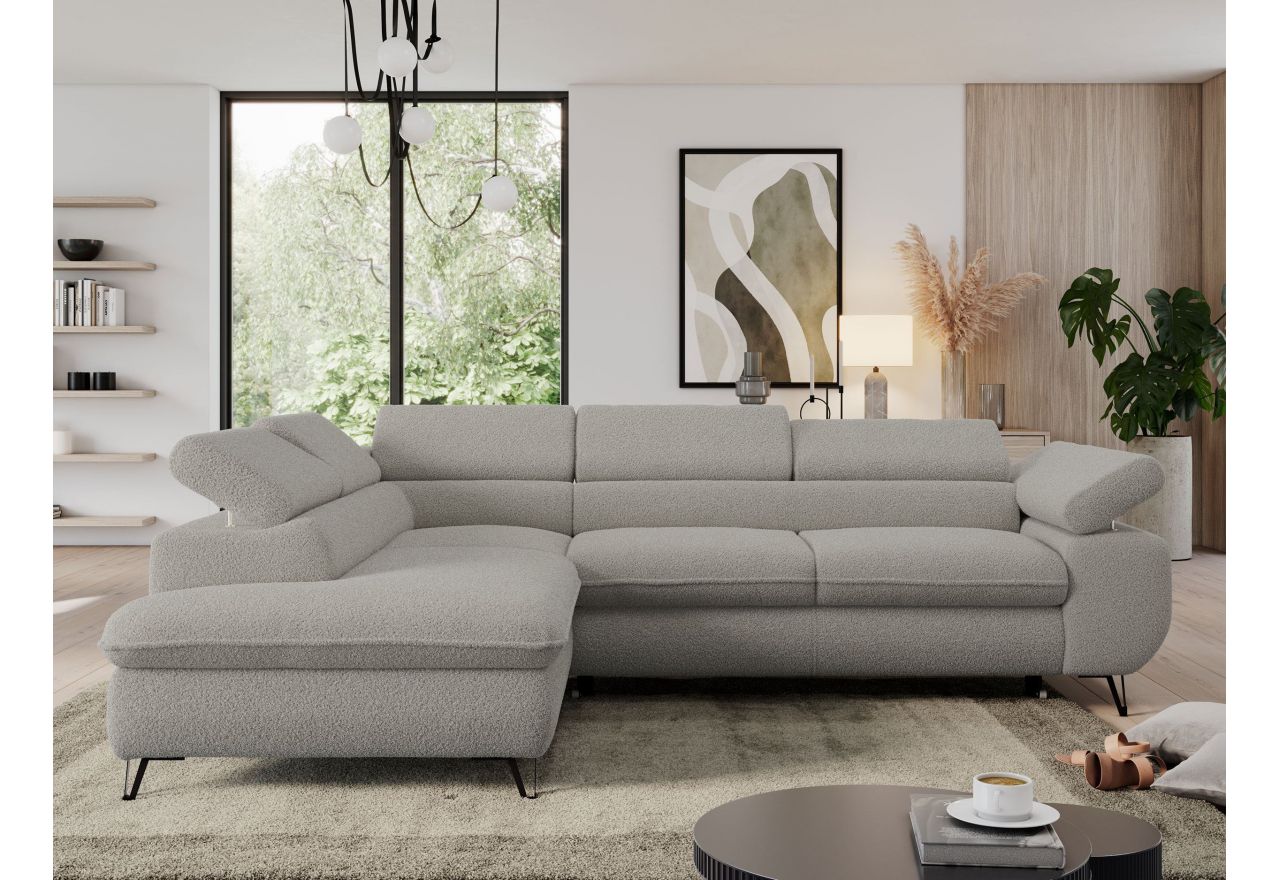 Narożnik PEDRO L - strona lewa - jasnoszary, boucle