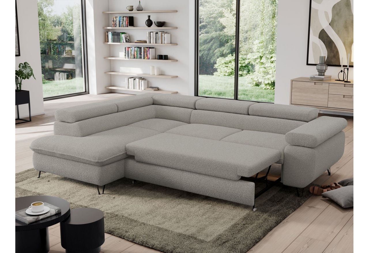 Narożnik PEDRO L - strona lewa - jasnoszary, boucle