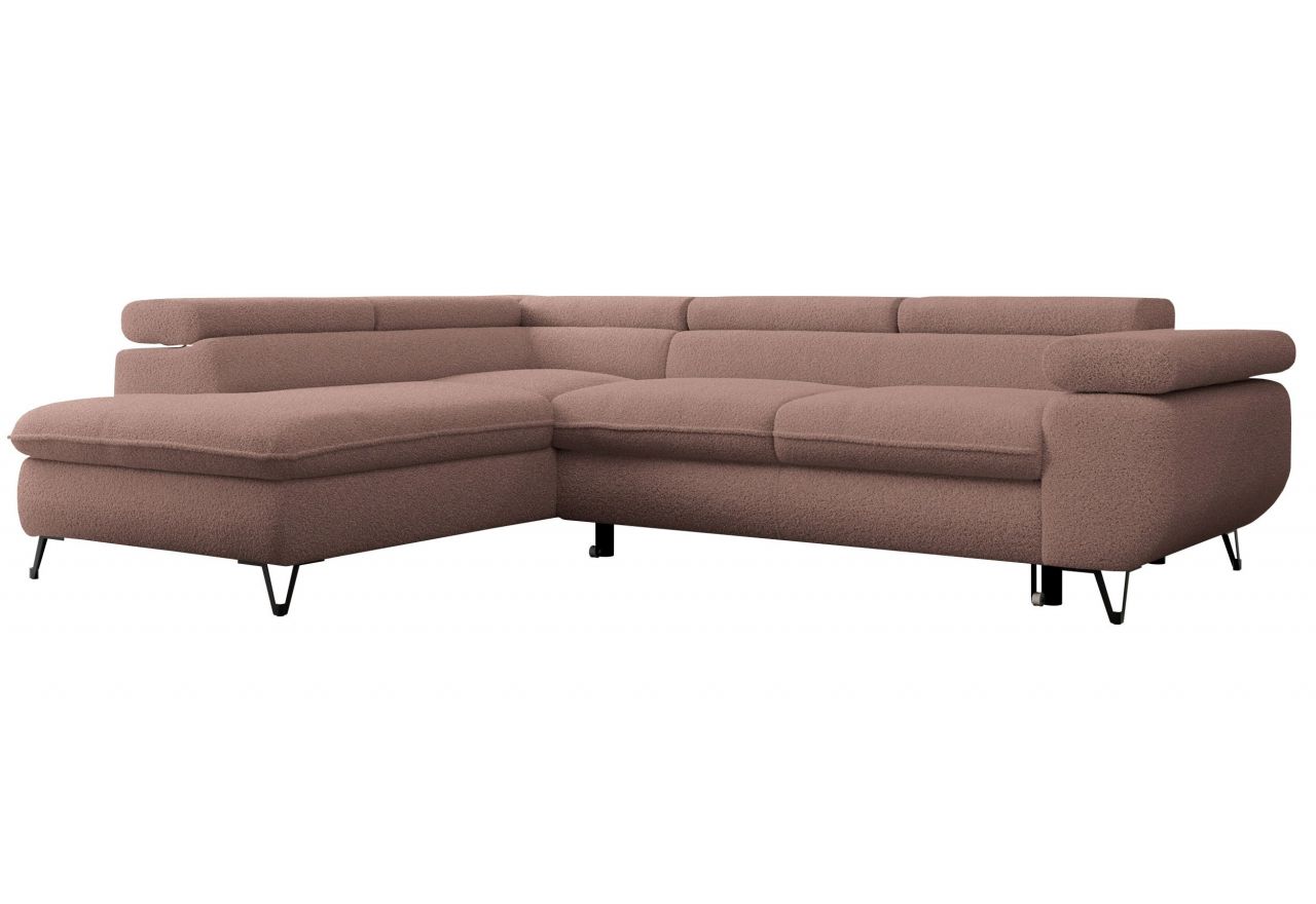 Narożnik PEDRO L - strona lewa - różowy, boucle