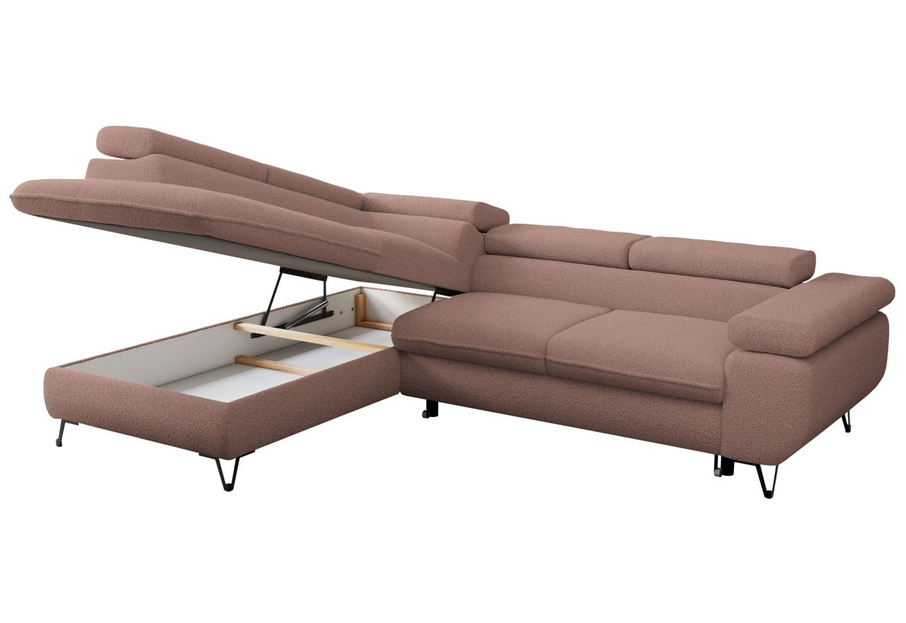 Narożnik PEDRO L - strona lewa - różowy, boucle