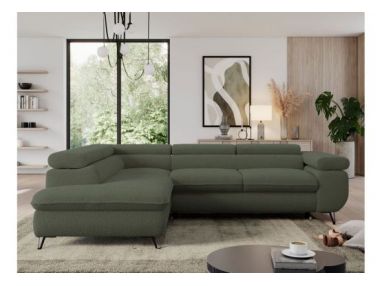 Narożnik PEDRO L - strona lewa - ciemnozielony, boucle