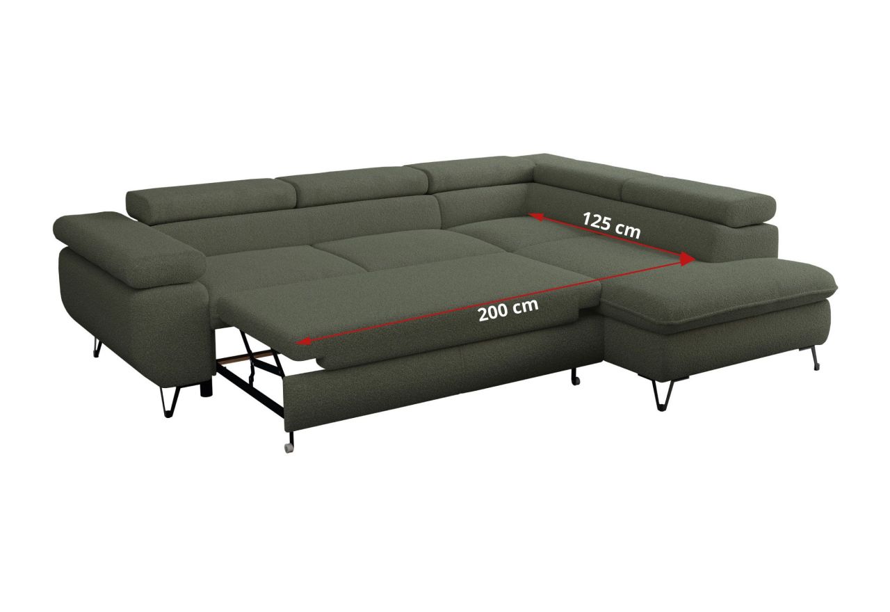 Narożnik PEDRO L - strona lewa - ciemnozielony, boucle