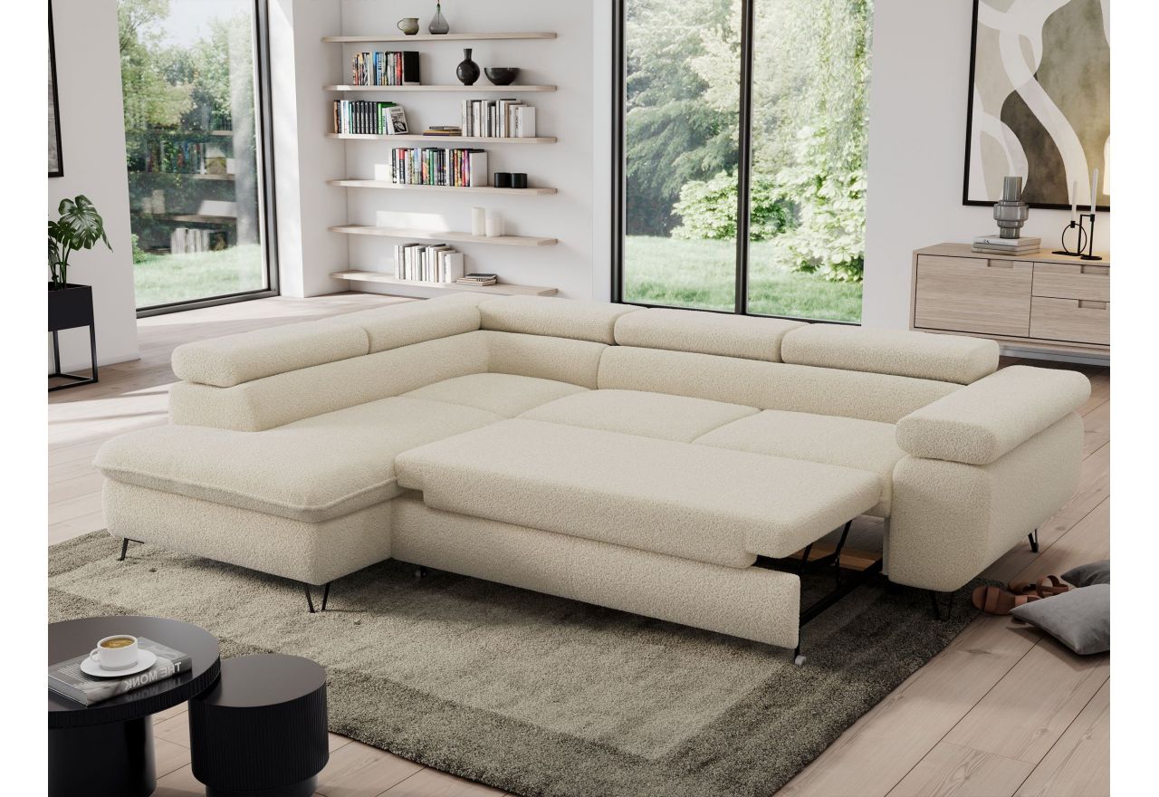 Narożnik PEDRO L - strona lewa - beżowy, boucle