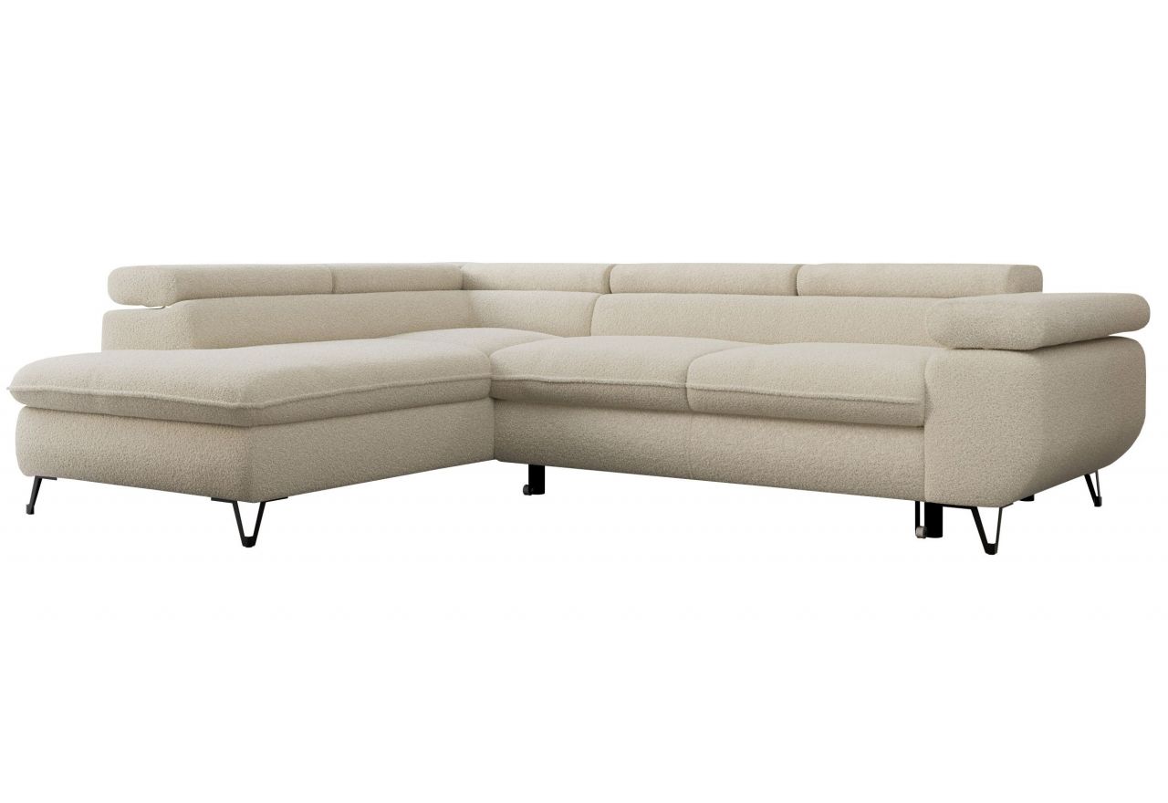 Narożnik PEDRO L - strona lewa - beżowy, boucle