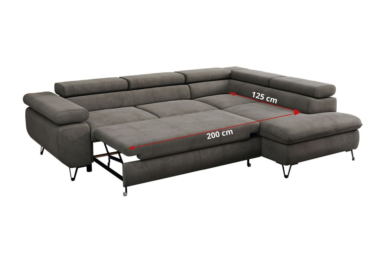 Narożnik PEDRO L - strona lewa - ciemnoszary, welwet
