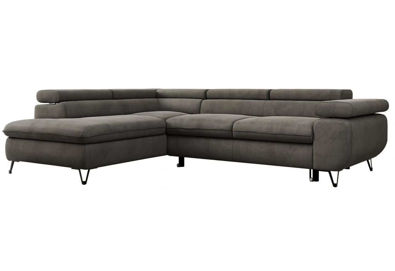 Narożnik PEDRO L - strona lewa - ciemnoszary, welwet
