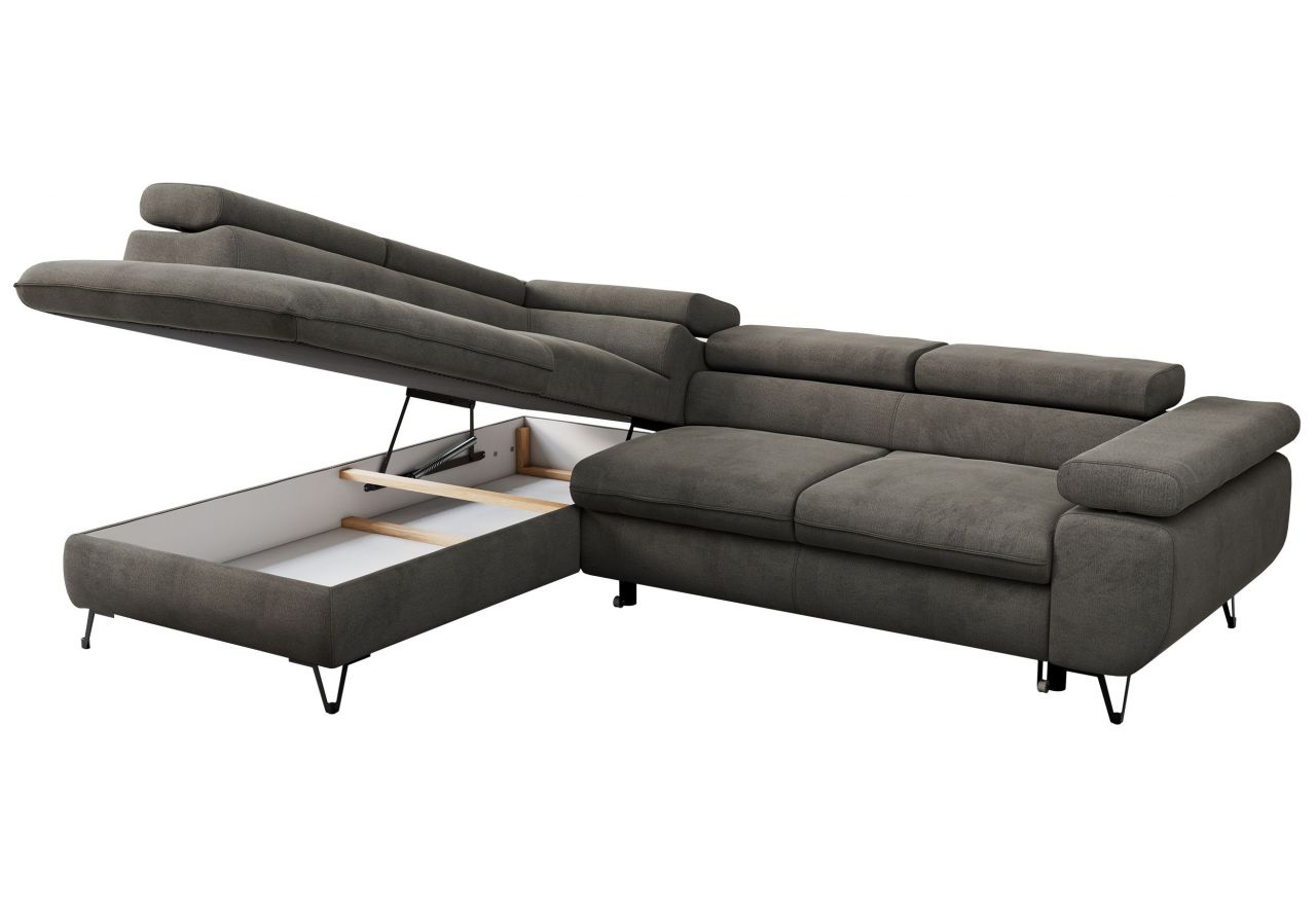 Narożnik PEDRO L - strona lewa - ciemnoszary, welwet