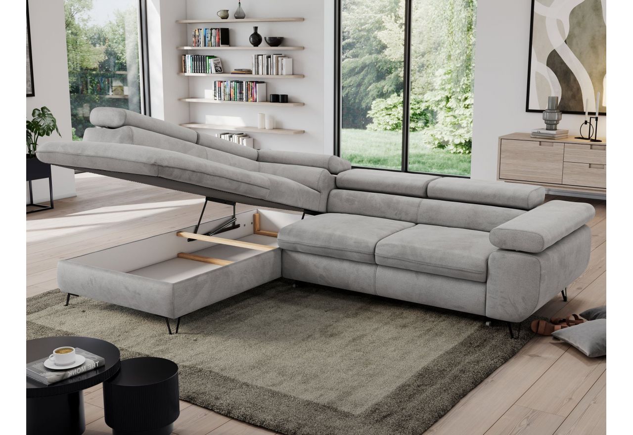 Narożnik PEDRO L - strona lewa - jasnoszary, welwet