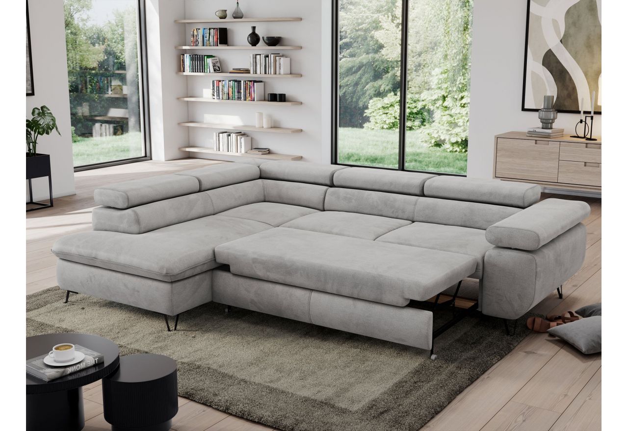 Narożnik PEDRO L - strona lewa - jasnoszary, welwet