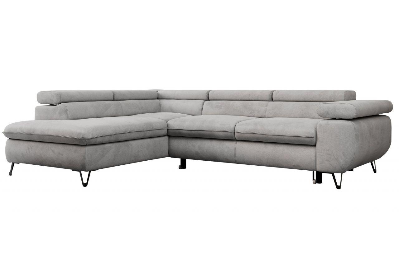 Narożnik PEDRO L - strona lewa - jasnoszary, welwet