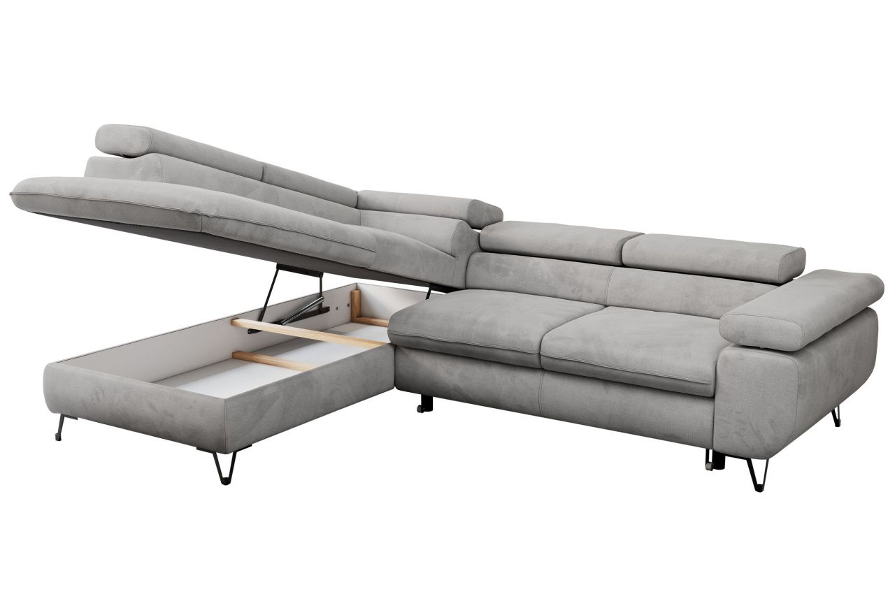 Narożnik PEDRO L - strona lewa - jasnoszary, welwet