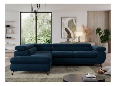 Narożnik PEDRO L - strona lewa - ciemnoniebieski, welwet