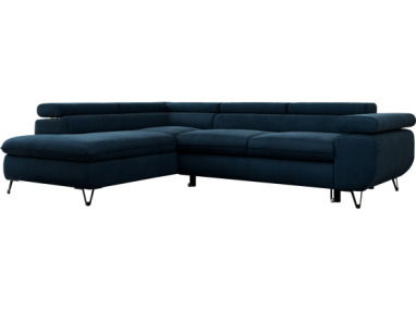 Narożnik PEDRO L - strona lewa - ciemnoniebieski, welwet