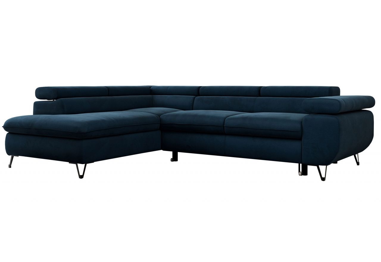 Narożnik PEDRO L - strona lewa - ciemnoniebieski, welwet