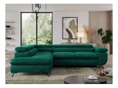 Narożnik PEDRO L - strona lewa - ciemnozielony, welwet