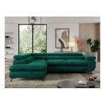 Narożnik PEDRO L - strona lewa - ciemnozielony, welwet