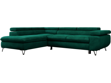Narożnik PEDRO L - strona lewa - ciemnozielony, welwet