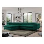 Narożnik PEDRO L - strona lewa - ciemnozielony, welwet