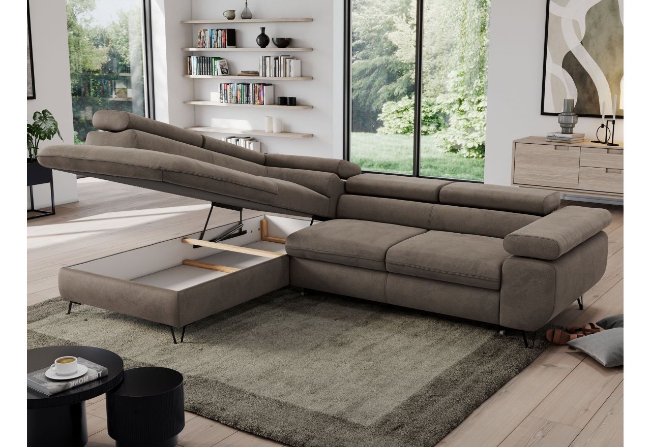 Narożnik PEDRO L - strona lewa - brązowy, welwet