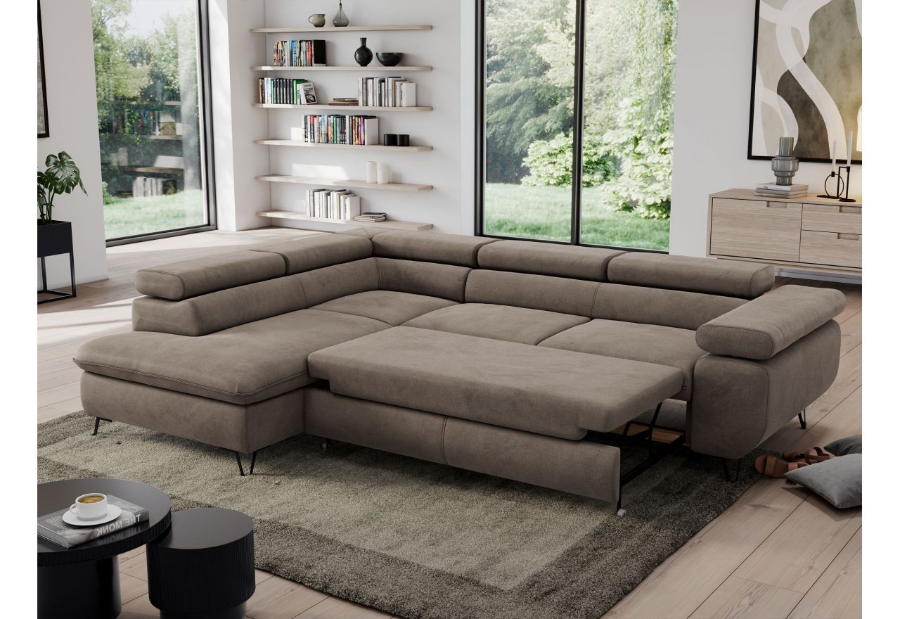 Narożnik PEDRO L - strona lewa - brązowy, welwet