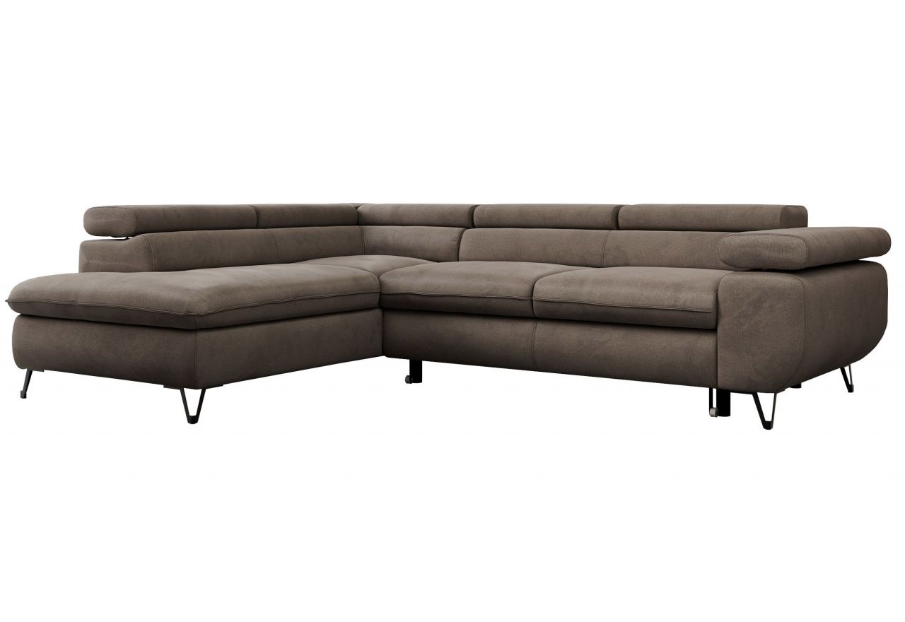 Narożnik PEDRO L - strona lewa - brązowy, welwet