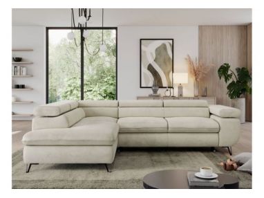 Narożnik PEDRO L - strona lewa - beżowy, welwet