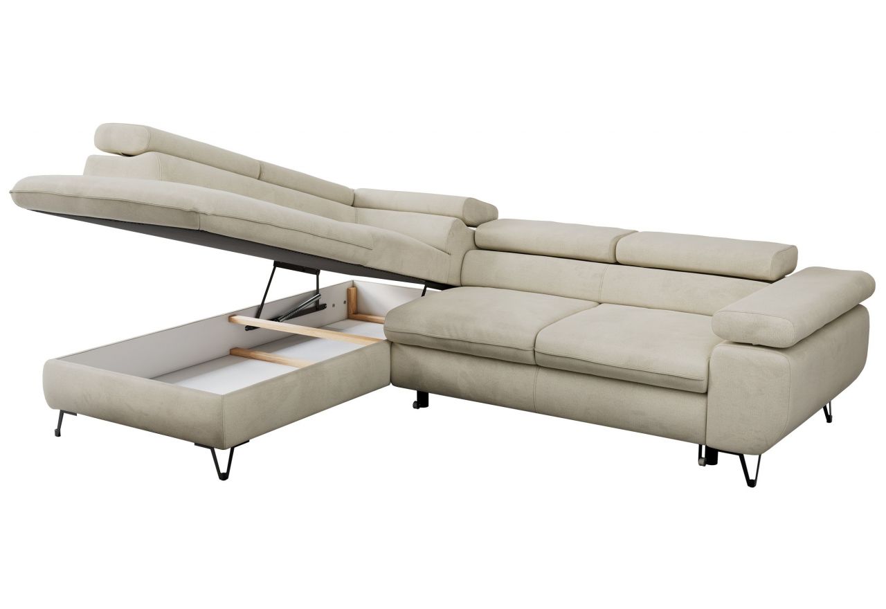 Narożnik PEDRO L - strona lewa - beżowy, welwet