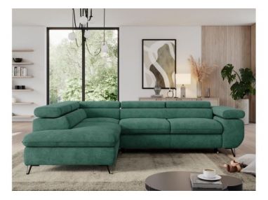 Narożnik PEDRO L - strona lewa - ciemnozielony, struktura