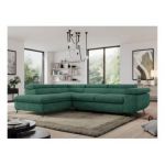 Narożnik PEDRO L - strona lewa - ciemnozielony, struktura