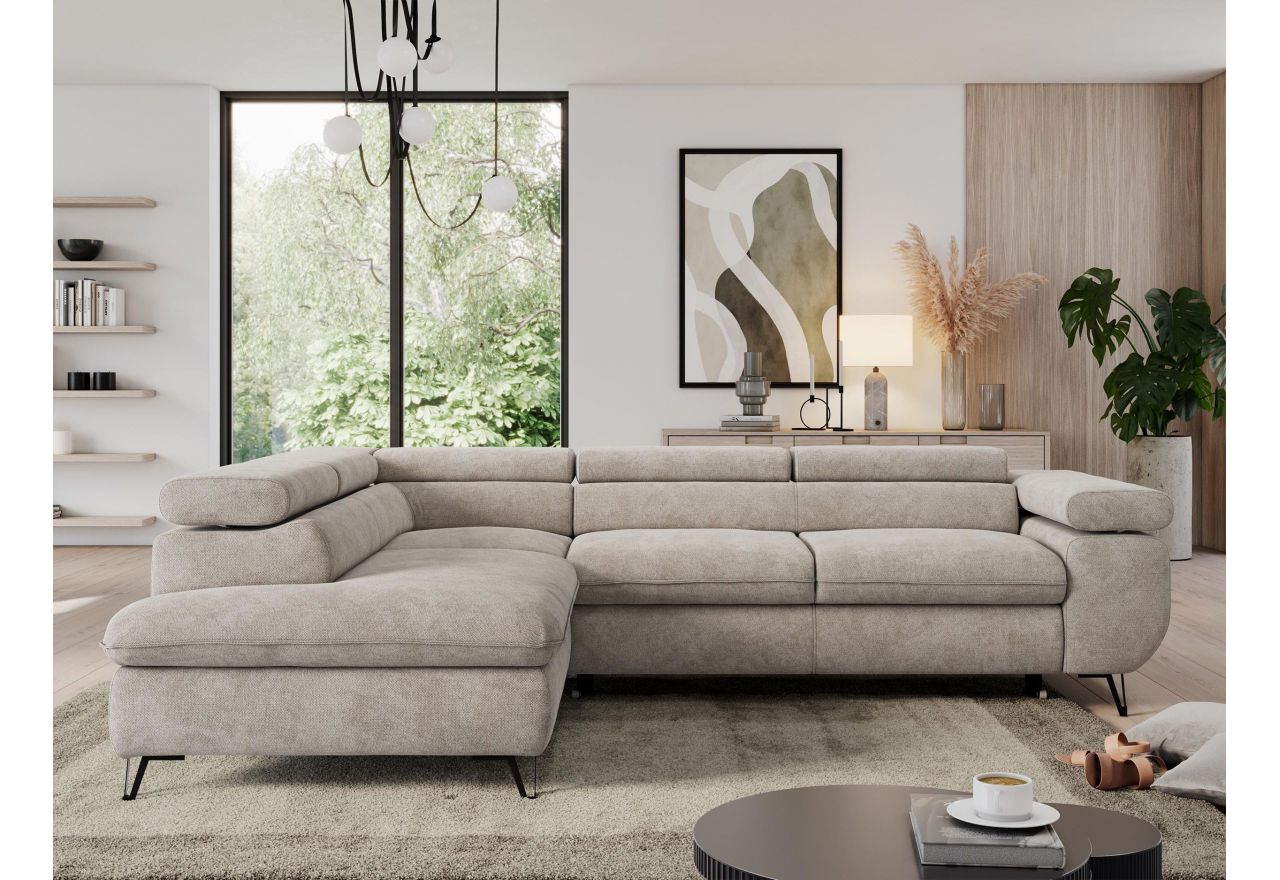 Narożnik PEDRO L - strona lewa - beżowy, struktura