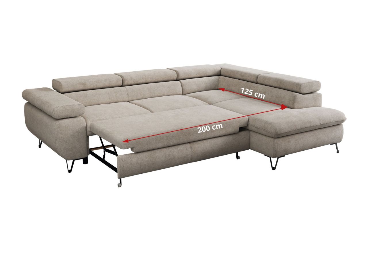 Narożnik PEDRO L - strona lewa - beżowy, struktura