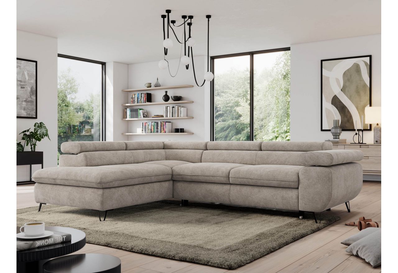 Narożnik PEDRO L - strona lewa - beżowy, struktura