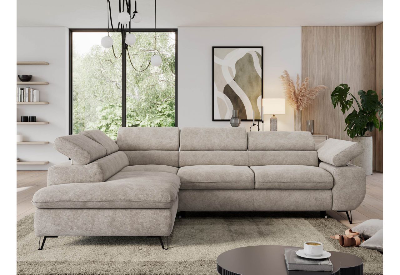 Narożnik PEDRO L - strona lewa - beżowy, struktura