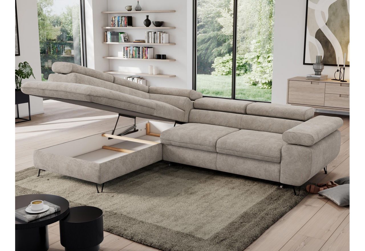 Narożnik PEDRO L - strona lewa - beżowy, struktura