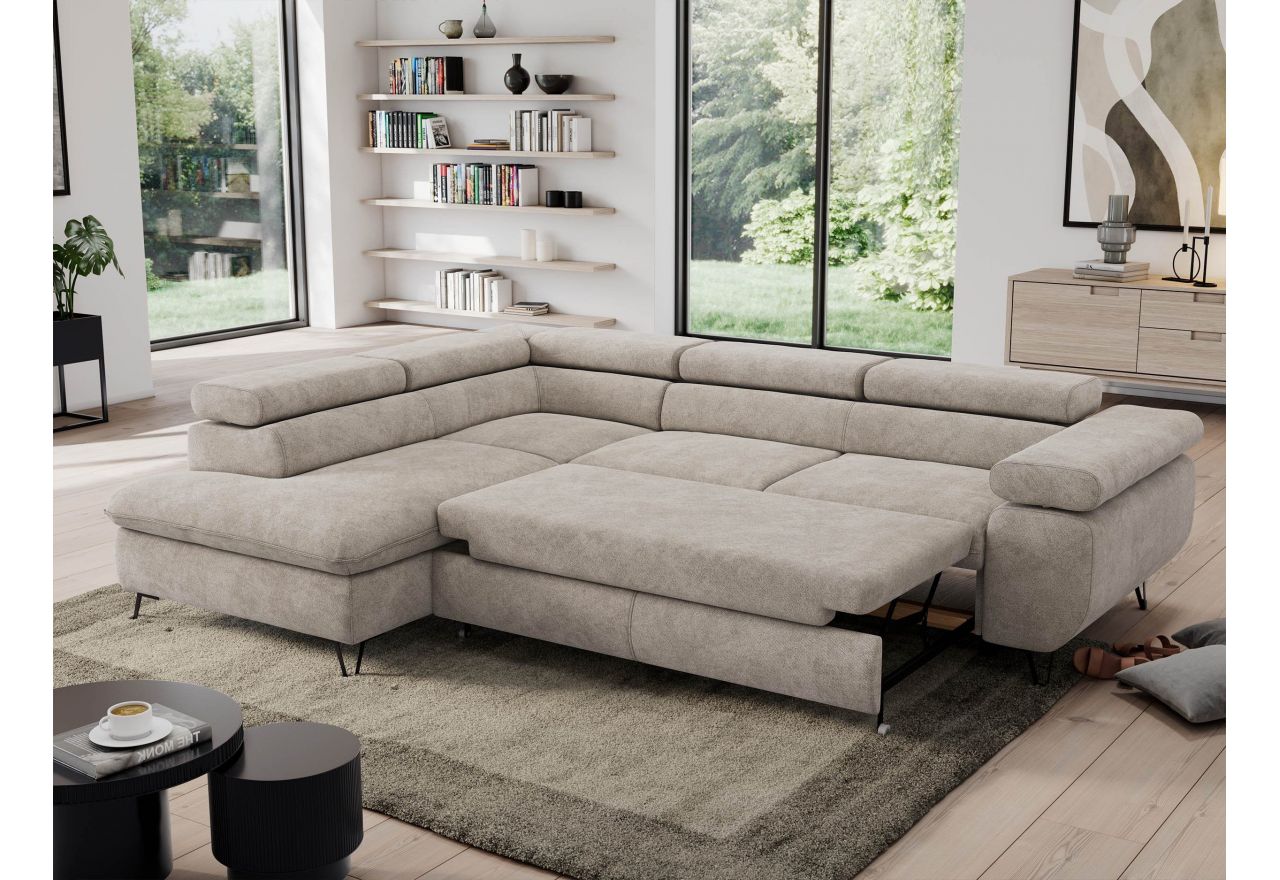 Narożnik PEDRO L - strona lewa - beżowy, struktura