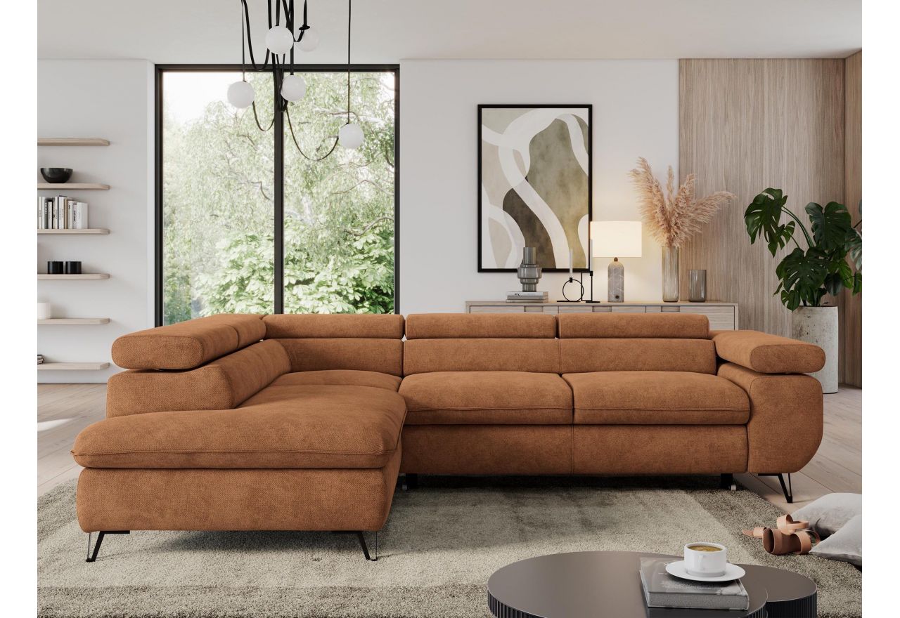 Narożnik PEDRO L - strona lewa - pomarańczowy, struktura