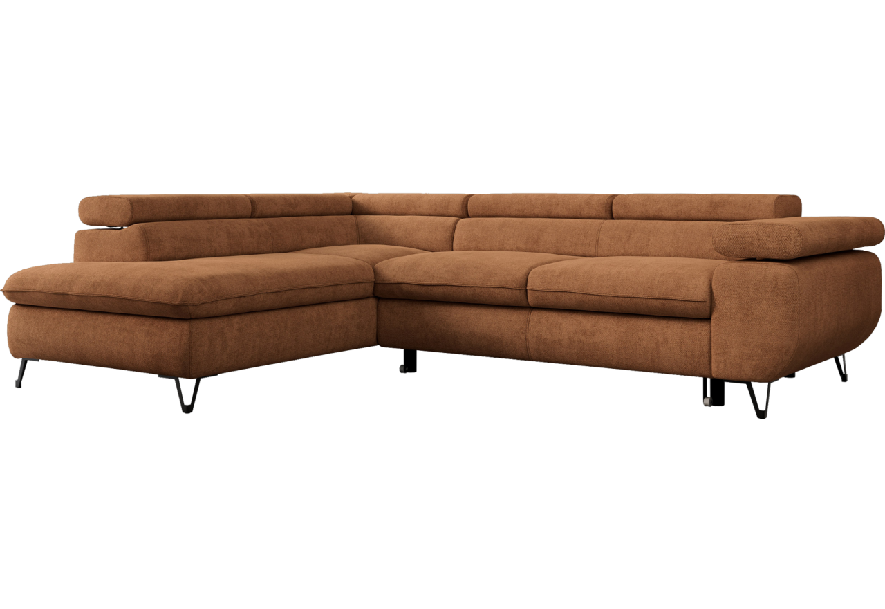 Narożnik PEDRO L - strona lewa - pomarańczowy, struktura