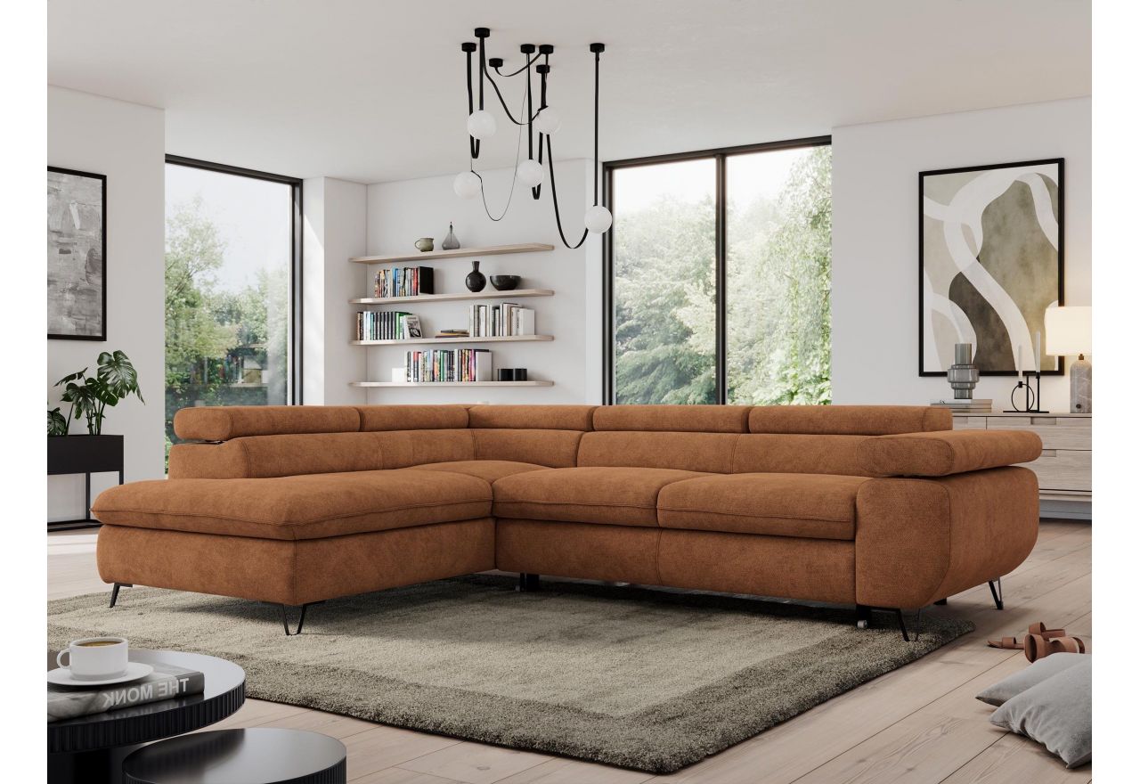 Narożnik PEDRO L - strona lewa - pomarańczowy, struktura