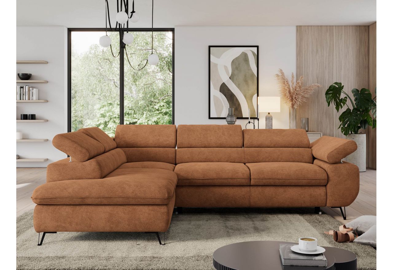 Narożnik PEDRO L - strona lewa - pomarańczowy, struktura