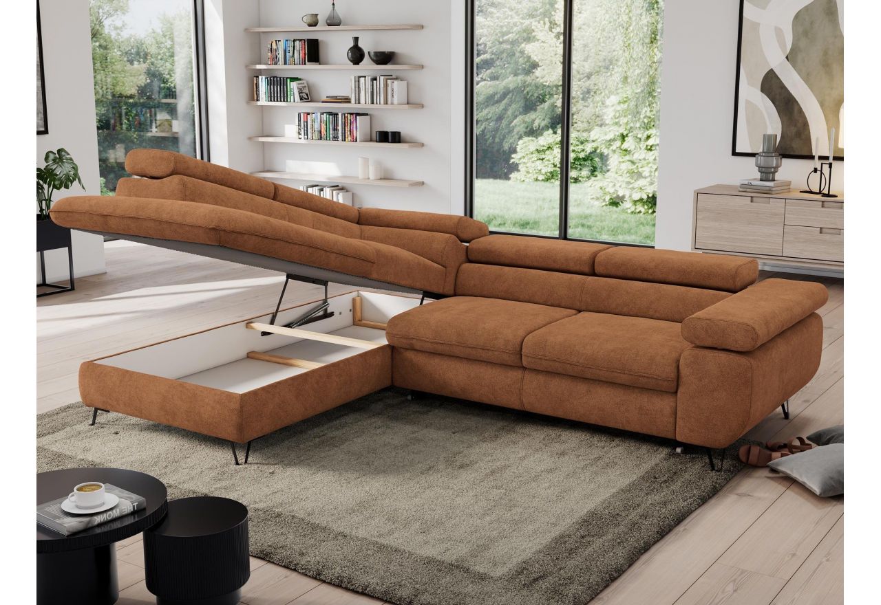 Narożnik PEDRO L - strona lewa - pomarańczowy, struktura