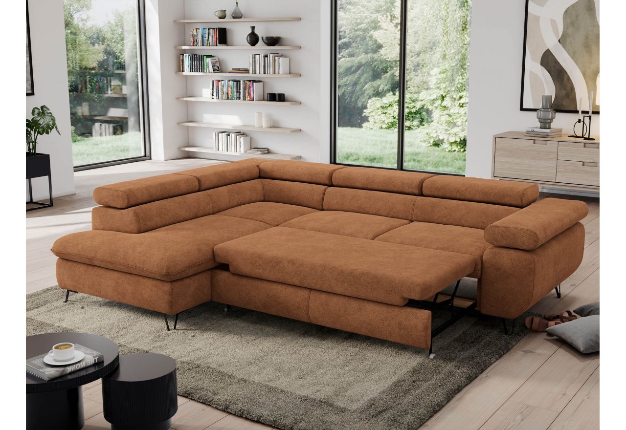 Narożnik PEDRO L - strona lewa - pomarańczowy, struktura