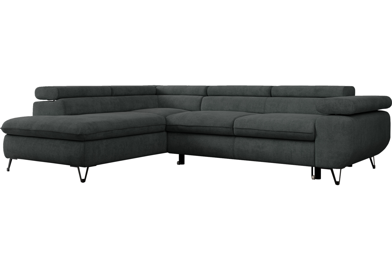 Narożnik PEDRO L - strona lewa - ciemnoszary, struktura