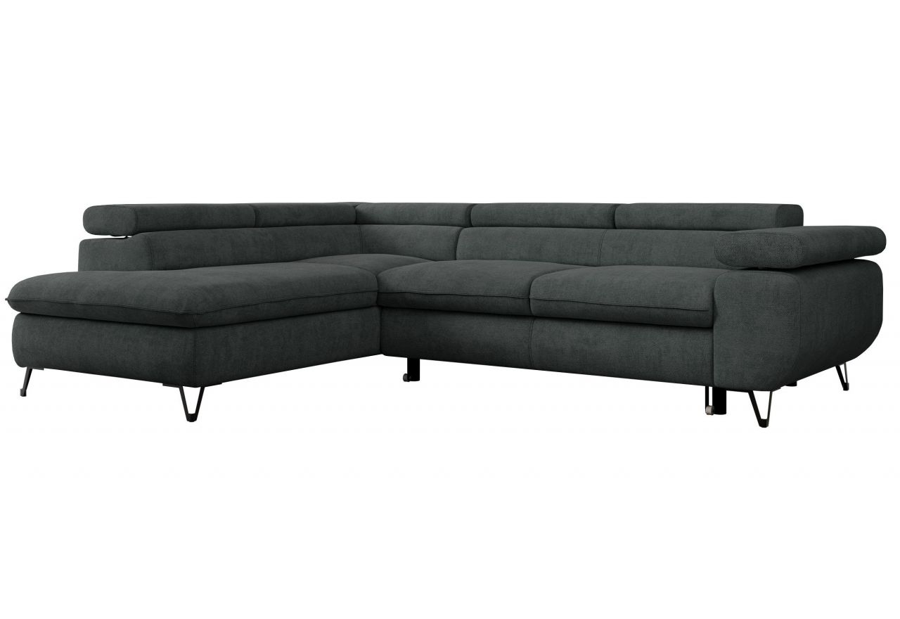 Narożnik PEDRO L - strona lewa - ciemnoszary, struktura