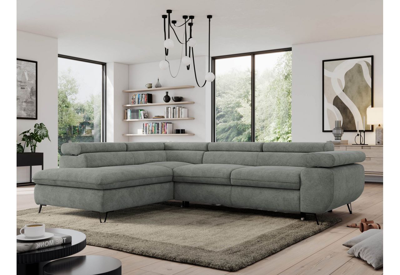 Narożnik PEDRO L - strona lewa - szary, struktura