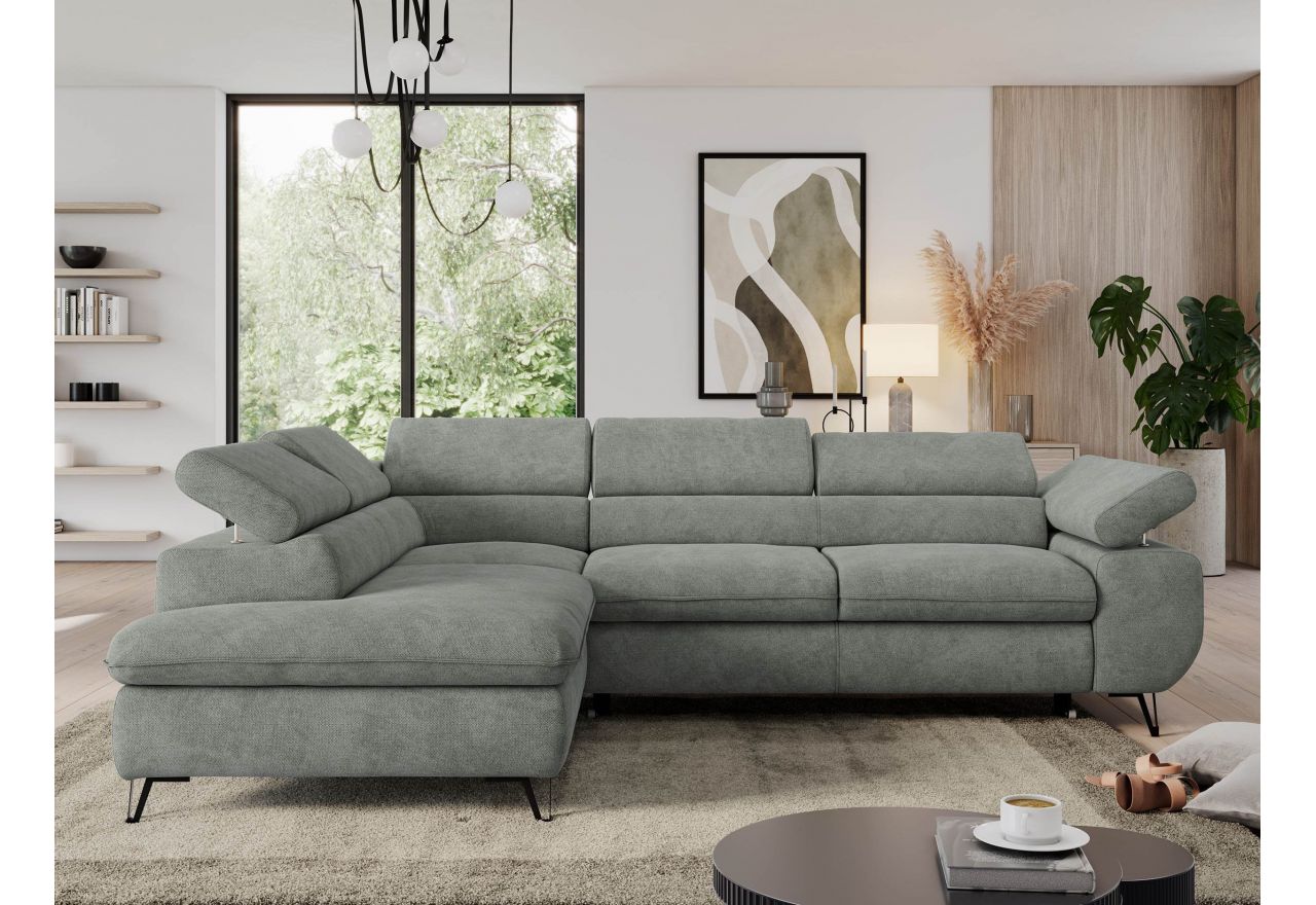 Narożnik PEDRO L - strona lewa - szary, struktura