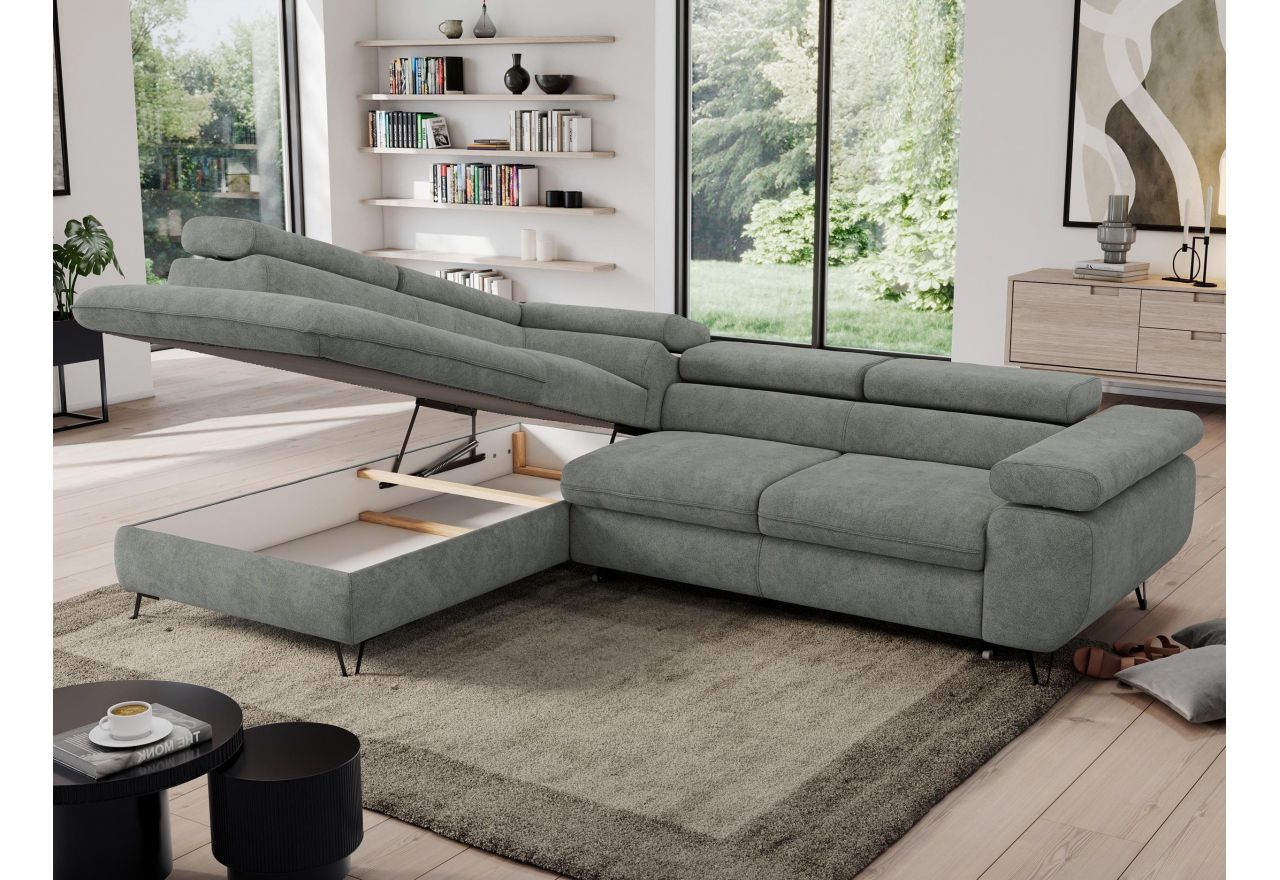 Narożnik PEDRO L - strona lewa - szary, struktura