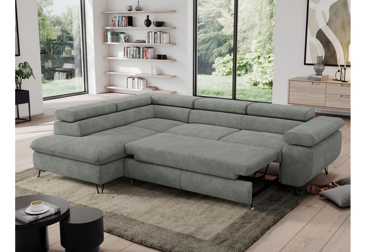 Narożnik PEDRO L - strona lewa - szary, struktura