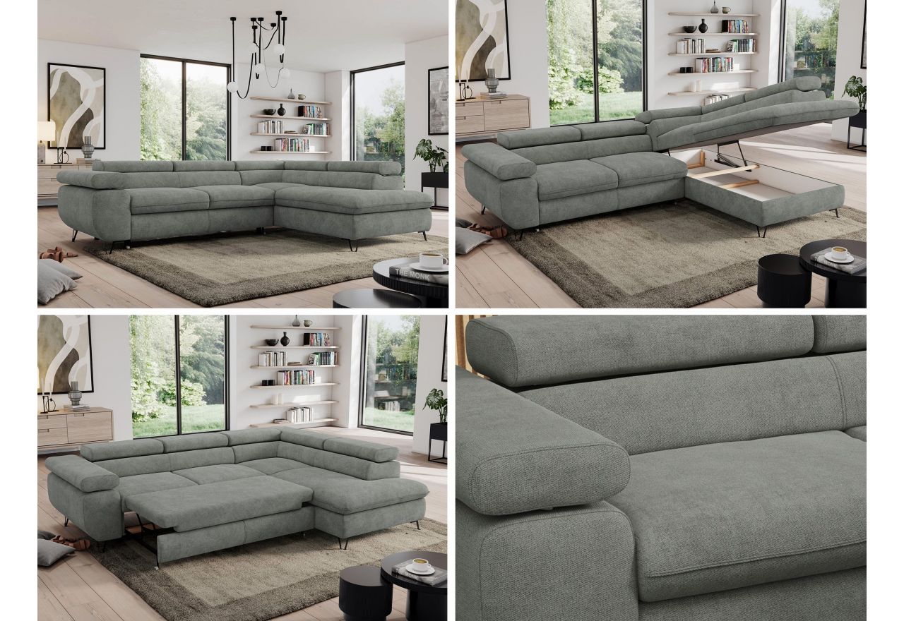 Narożnik PEDRO L - strona lewa - szary, struktura